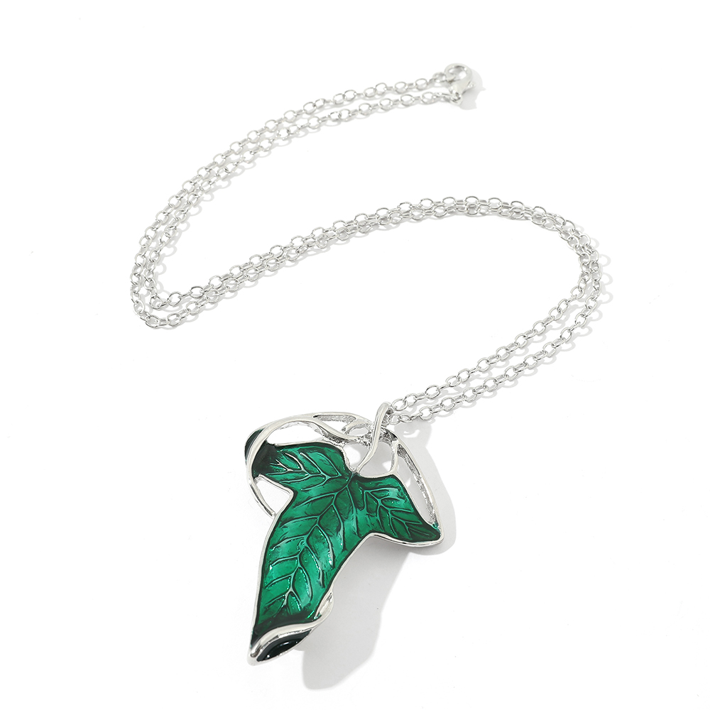 Vintage Green Leaf Pendant Nec - Vintage Jewelry Collection ulasan dan harga