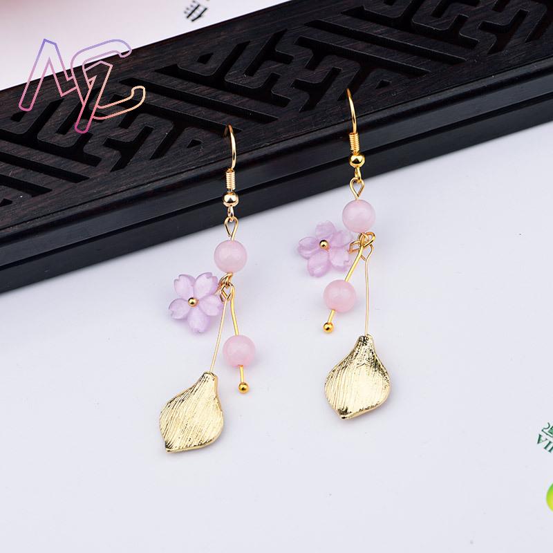 Pink Natural Jade Flower Earri - Vintage Jewelry Collection ulasan dan harga