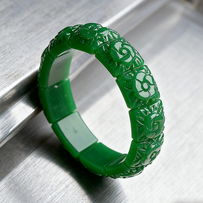 Real Jade Flower Bracelet Bang - Vintage Jewelry Collection ulasan dan harga