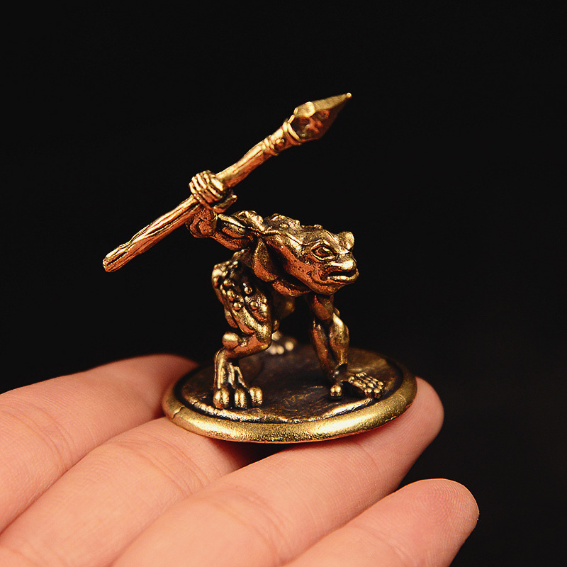 Vintage Brass Frog Warrior Fig - Vintage Collectible Furniture ulasan dan harga